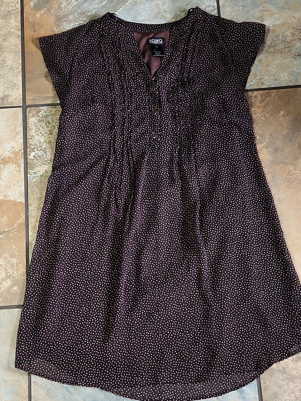 Soho Brown Dress with White Polka Dots - Picture 1 of 5